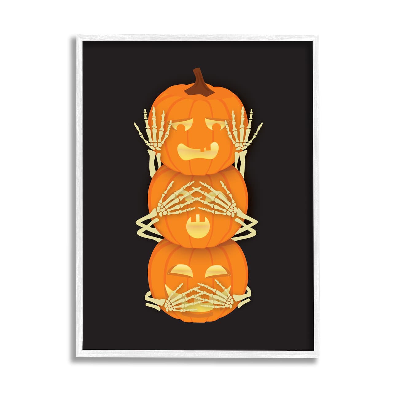 Stupell Industries Hear See Speak No Evil Pumpkins Framed Giclee Art